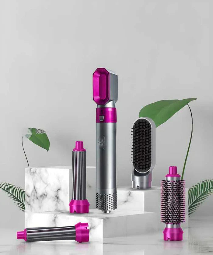 Multifunctional 5 IN 1 Hair Styling Tool Detachable Hot Air Brush Hair Dryer with Comb (2 YEARS WARRANTY)